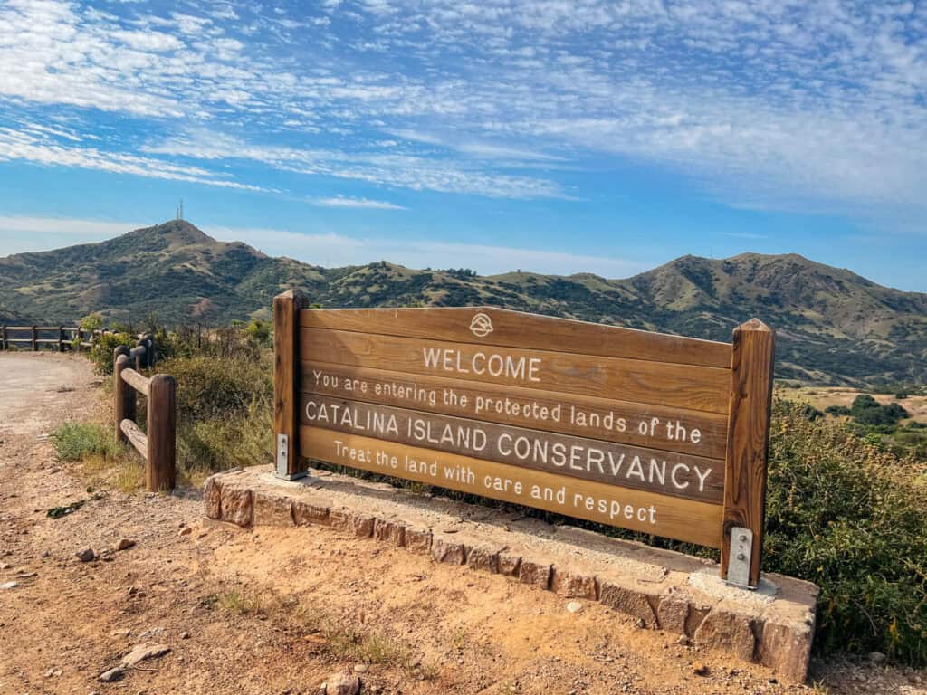 Welcome sign of the Catalina Island Conservancy
