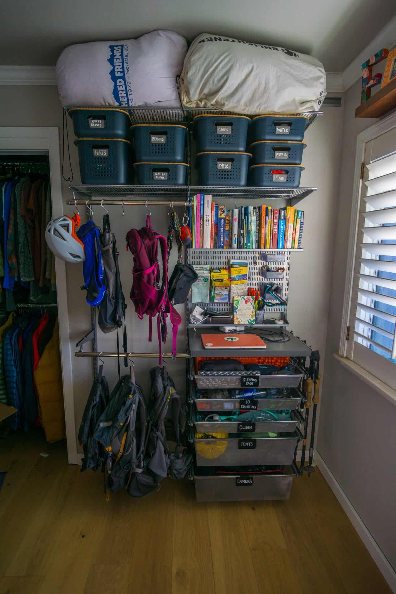 Hiking gear storage best sale