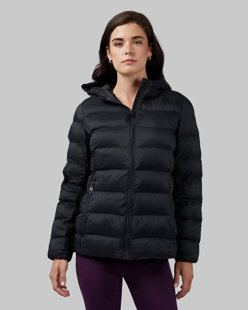 woman wearing black synthetic puffy jacket